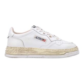 Autry Sneakers, female, White, 7 UK, White Leather Trainers with Sculptural Sole