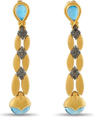 Konstantino Callas 18K Yellow Gold Black Diamond and Topaz Earrings KS08-050426