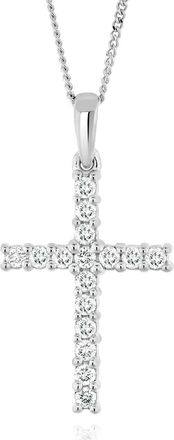 The Diamond Store Lab Diamond Cross Pendant Necklace Claw Set 0.25ct H/Si 9K White Gold