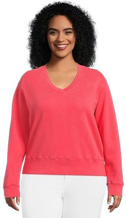 Mod-o-doc Deep V-Neck Long Sleeve Sweatshirt Womens Sweater Glazed Cherry : MD (US 8-10), Cotton
