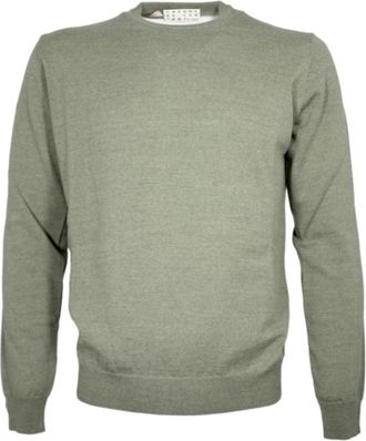 Cashmere Company Merino trui met ronde hals - Heren - Ronde hals truien - Groen - L - Wol - Truien & Vesten