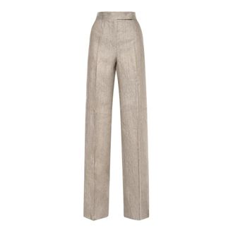 Max Mara Straight Trousers, female, Beige, Size: 2XS Straight Trousers