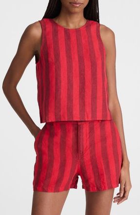 Madewell Tie-Back Linen Shell Top in Enamel Red at Nordstrom, Size Xx-Large