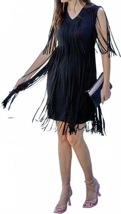 Frank Lyman Design Fringe Knit Dress In Black