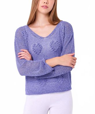 French Kyss Crochet Heart Top In Blue