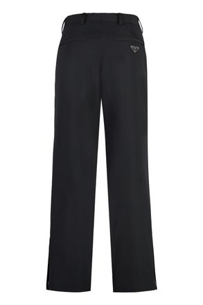 Prada Mens Trousers Technical Fabric With Calf Leather Black