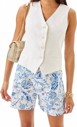 Lilly Pulitzer Bleecker Linen Vest In Resort White