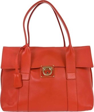 Ferragamo Sookie Satchel Leather Red Leather Handbag (Pre-Owned)