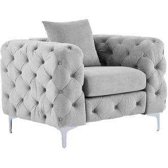 Vente-Unique Vente-unique - Poltrona Chesterfield in Velluto Grigio - edwina