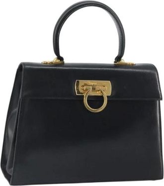 Ferragamo Pre-owned Handbags, female, Black, Size: ONE SIZE Pre-owned Leather Handbag