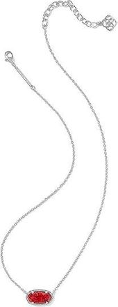 Kendra Scott Elisa Pendant Womens Necklace Womens Necklace Silver Red Kyocera Opal, Brass