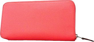Herm&egrave;s Rose Azalee Leather Long Wallet (Bi-Fold) (Pre-Owned)