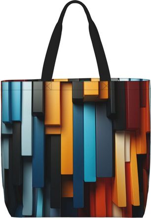 Generic Stripe Arrangement Shopper Bag Durable Carry Bag Lightweight Tote Bags For Daily Use College Yoga