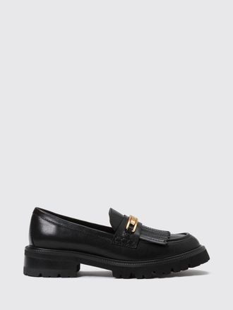 Twinset Smooth Leather Penny Loafers with Fringes and Lug Sole