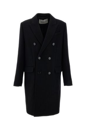 Ami Black Double-Breasted Virgin Wool Coat