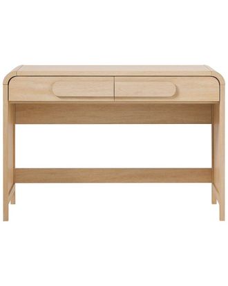 Walker Edison Modern Curved Waterfall Desk With Drawers