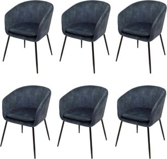 Hhg Hhg - Lote De 6 Silla De Comedor 074, Silla De Cocina Silla Tapizada, Tela/textil (340g/m&sup2;) Metal, Azul