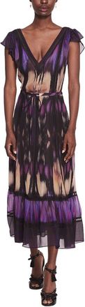 Marchesa Abstract Silk-Blend Midi Dress