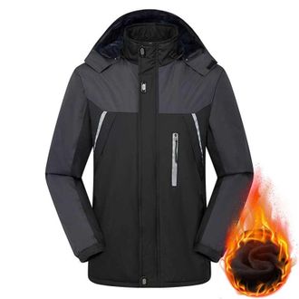 Generic Mens Waterproof Fleece Lined Jacket - Winter Thermal Insulated Ski Coat, Hooded Full Zip Breathable, Windproof Multi-Pocket Climbing Snow Outdoor Oute