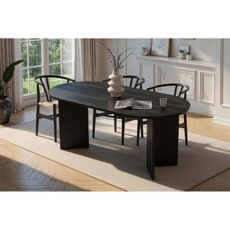 Dmora Mesa Fija Monterano, 6 Plazas, Forma Ovalada, Soporta 70 Kg, 180x89.5x75h Cm Negra