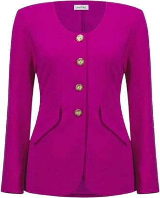 Joseph Ribkoff Cosmos Button Front Fitted Jacket - Dames - Blazers - Roze - L - Leer - Jassen