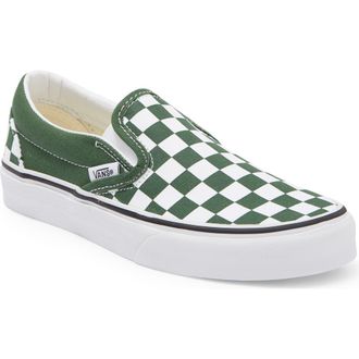 Vans Gender Inclusive Classic Slip-On Sneaker in Checkerboard Emerald at Nordstrom, Size 9 Womens