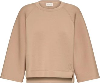 Max Mara Sweatshirt met ronde hals van katoenen jersey met wijde mouwen - Dames - Sweatshirts & Hoodies - Bruin - Maat: XS Katoen
