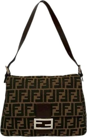 Fendi Pre-owned Shoulder Bags, female, Brown, Size: ONE SIZE Pre-owned Vintage Canvas Shoulder Bag