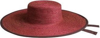 Brunna.Co The Lolo Wide-brim Jute Boater Hat in Burgundy at Nordstrom, Size Medium