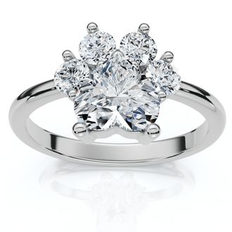 Pompeii3 1 1/3Ct Cat Paw Shape Diamond Ring 14k Gold Lab Grown