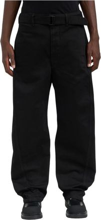 Christophe Lemaire Twisted Belted Pants - Heren - Loose Fit Jeans - Zwart - S - Katoen - Jeans
