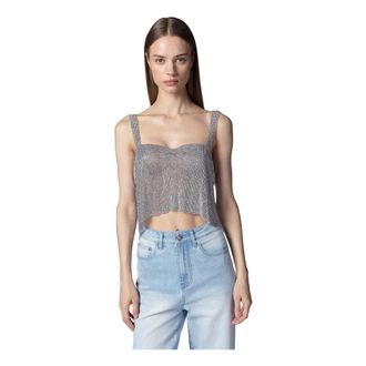 Twentyfourhaitch Sleeveless Tops, female, Gray, Size: XL Dunham Crop Top