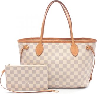 Louis Vuitton White Coated Canvas Leather Handbag Pouch Tote Bag (Pre-Owned)