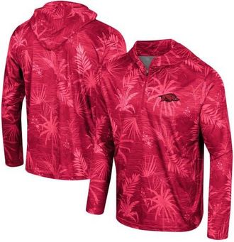Colosseum Mens Colosseum Cardinal Arkansas Razorbacks Palms Printed Lightweight Quarter-Zip Hooded Top at Nordstrom, Size Medium