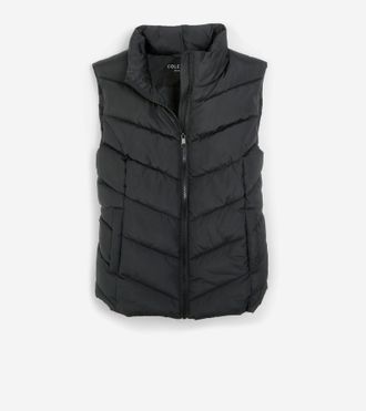 Cole Haan Womens Chevron Zip Front Vest - Black Size Large