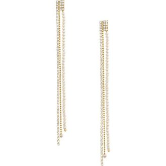 Ettika Pearl & Crystal Linear Drop Earrings in Gold at Nordstrom