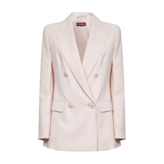 Max Mara Blazers, female, Pink, Size: 2XS Fitted Wool Crepe Blazer