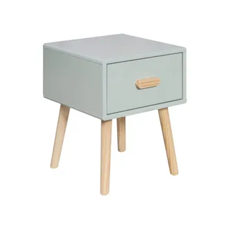 Mobili Rebecca Comodino Mobili Rebecca Picea 44x35x35 Mdf Pino Verde Acqua Marrone Scandinavo Parzialmente Montato