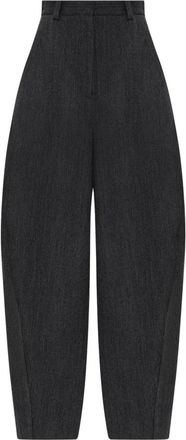 Balenciaga Wijde wollen broek - Dames - Broeken - Grijs - Maat: 2XS Wol