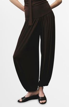 Mango Elastic Waist Balloon Pants in Brown at Nordstrom Rack, Size Medium