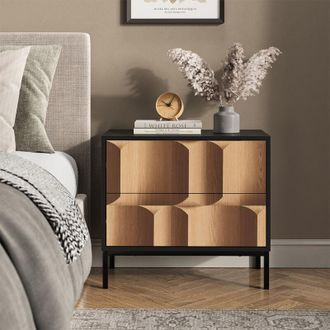 Vicco Mesilla De Noche Eliza, Negro/roble, Lote De 2