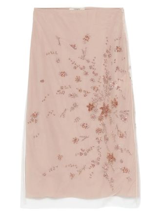 Fendi layered midi skirt - women - Silk/Polyamide - 40 - Neutrals
