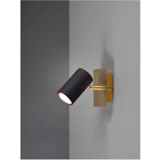 Trio Foco Marley Base Dorada Con Iluminaci&oacute;n Foco Cil&iacute;ndrico Negro Orientable