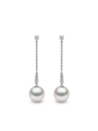 Yoko London 18kt white gold Trend freshwater pearl and diamond drop earrings - women - 18kt White Gold/Diamond/Freshwater Pearl - OS - Silver