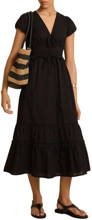 Mint Velvet Cotton Midi Dress in Black at Nordstrom, Size 10