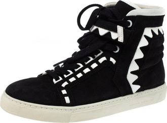 Sophia Webster Monochrome Suede And Patent Leather Riko High Top Sneakers