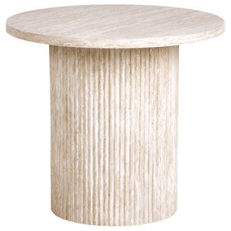 Beliani Mesa Auxiliar Tablero De Mdf Chapado Base Con Aspecto De Piedra Dise&ntilde;o Moderno &Oslash; 50 Cm Beige Ammon