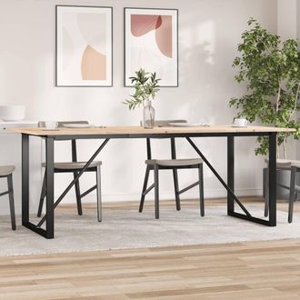 vidaXL Vidaxl Mesa De Comedor Marco O Madera Maciza Pino Y Acero 200x100x75cm
