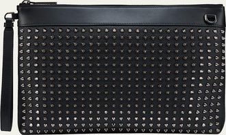 Christian Louboutin Mens Funky Suede & Leather Spike Wrist Pouch