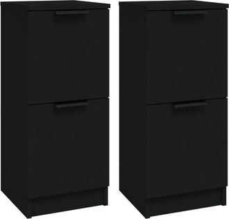 vidaXL Vidaxl - Sideboards 2 pcs Black 30x30x70 cm Engineered Wood